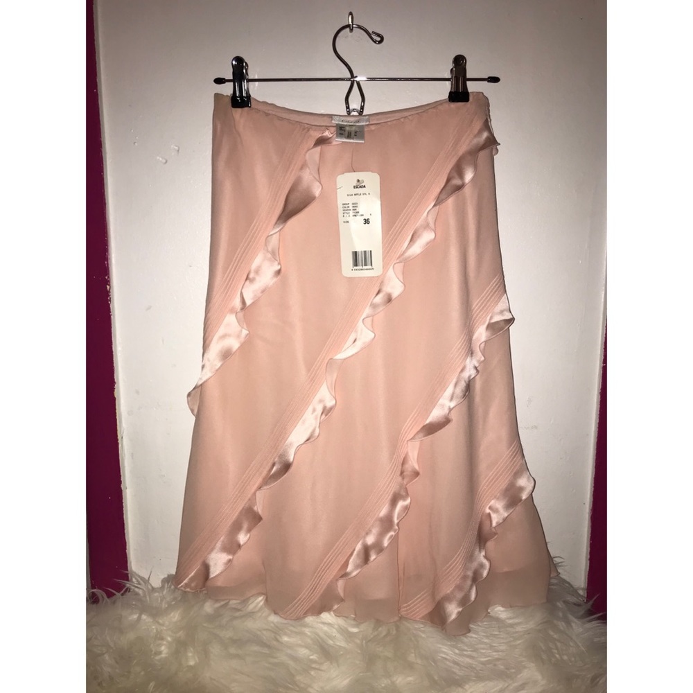 Blush flowy silk ruffle skirt